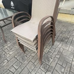 6 Chairs And glass Table