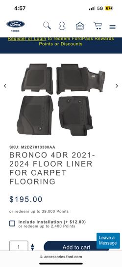 BRONCO 4DR 2021- 2024 FLOOR LINER