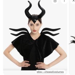 Evil Queen Gothic Feather Horn Costume Accessory Set