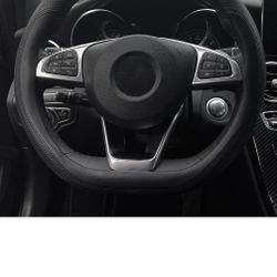 Mihecor D Shaped Steering Wheel Cover, Flat Bottom Car Wheel Cover 14 1/2-15 inch (37-39 cm), Breathable Microfiber Leather, Black
New