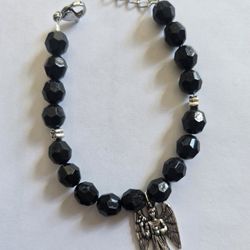 DESIGNER ORIGINAL CREATED GUARDIAN ANGEL CHARM SWAROVSKI  BEAD 1 SIZE BRACELET