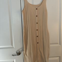 2 Pc SHEIN Beige Ribbed Dress and Sweater Set Size xl