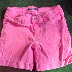 Girls Hot Pink Denim Shorts