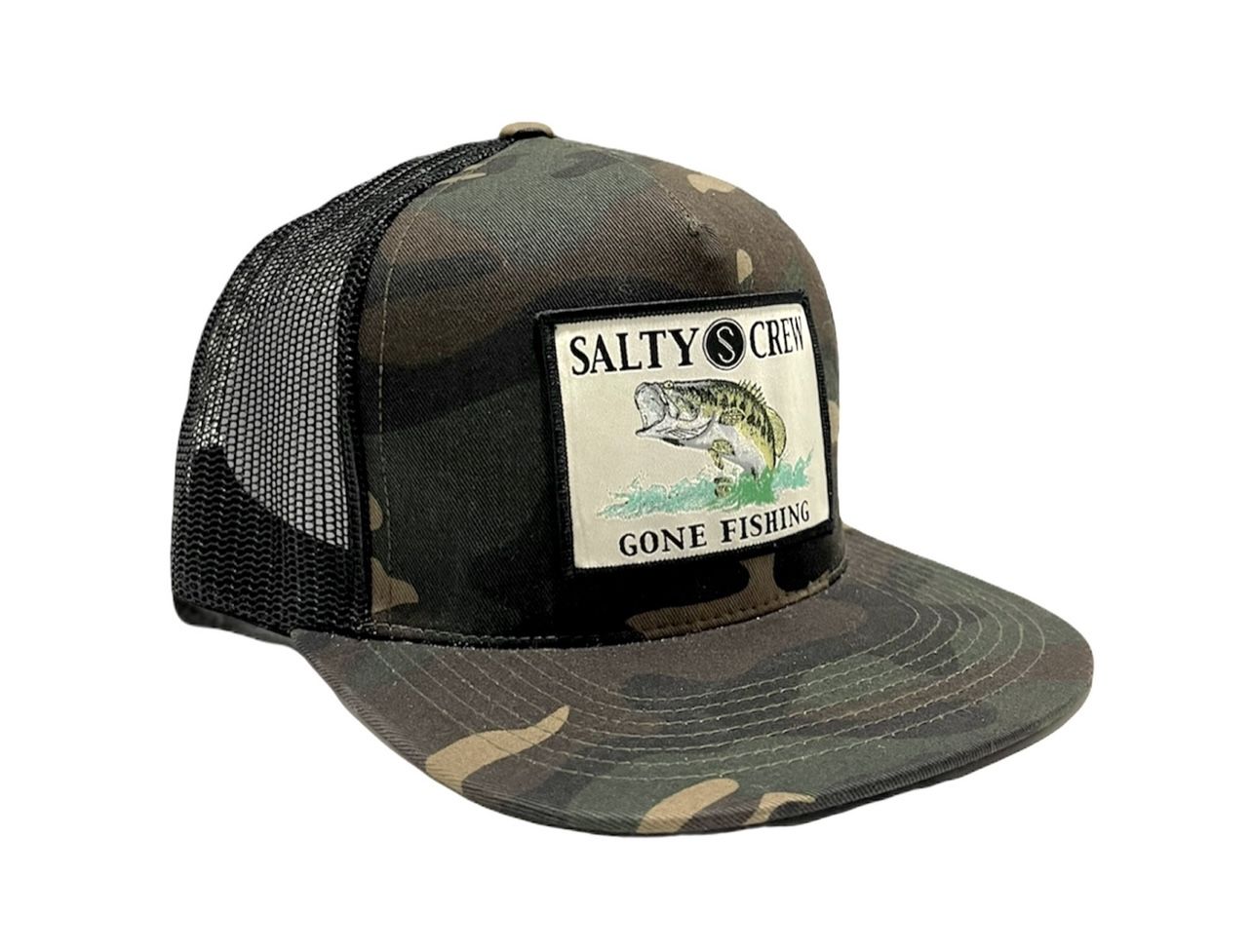 New Men's Camo Gone Fishing Snapback Salty Crew Hat