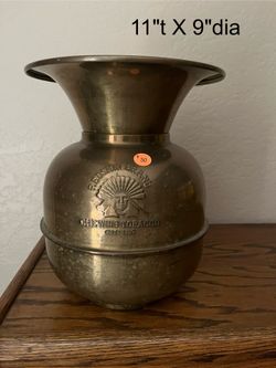 "Redskin Brand Chew"  Brass Spittoon