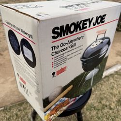 1988 New Weber Smokey Joe Charcoal Grill – In Box – Portable BBQ