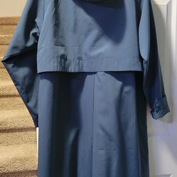 Vintage L.L. Bean Trench Coat Women’s Petite Small Blue Long  Field Coat 