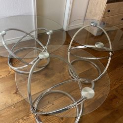 Modern Chrome Coffee Tables Set Of 3