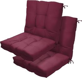 Set of 4 Outdoor High Back Chair Cushions 42"x 21" x 4", Waterproof Patio Chair Cushions, Fade Resistant Seat Cushion for Outdoor Furniture, Porch, Ba