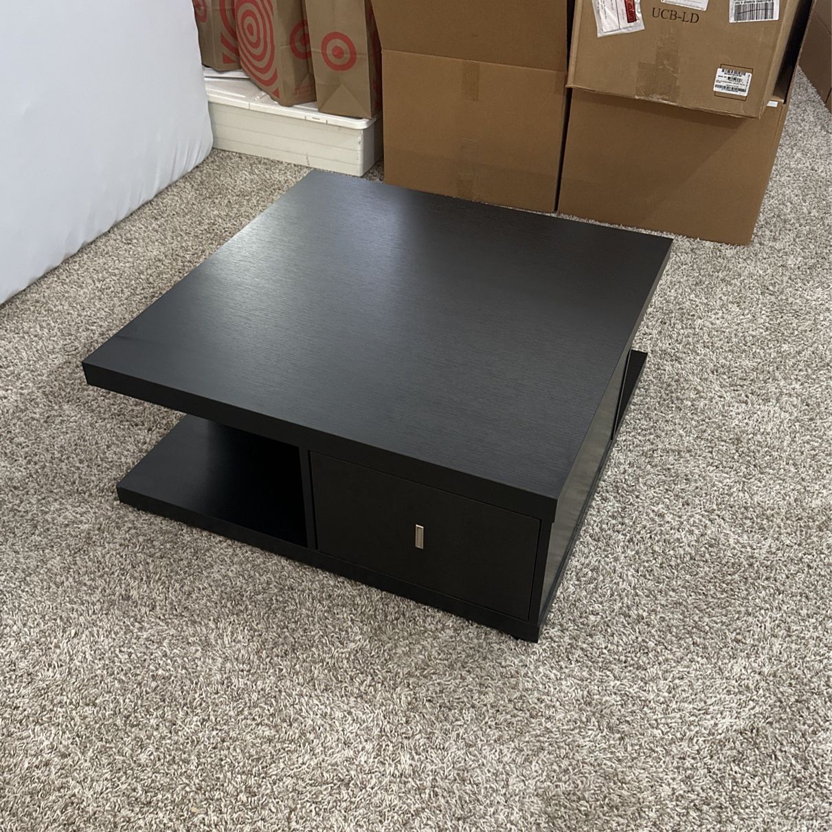 Contemporary 2-Drawer Storage Square Coffee Table
