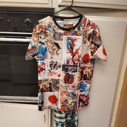 Fresh Prints Of Tokyo ByDrill Clothing Co. Asian Print Men's Shirt Size S Anime
