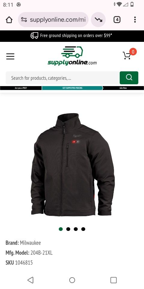 M12 XL Black Milwaukee Heated Jacket Without Battery