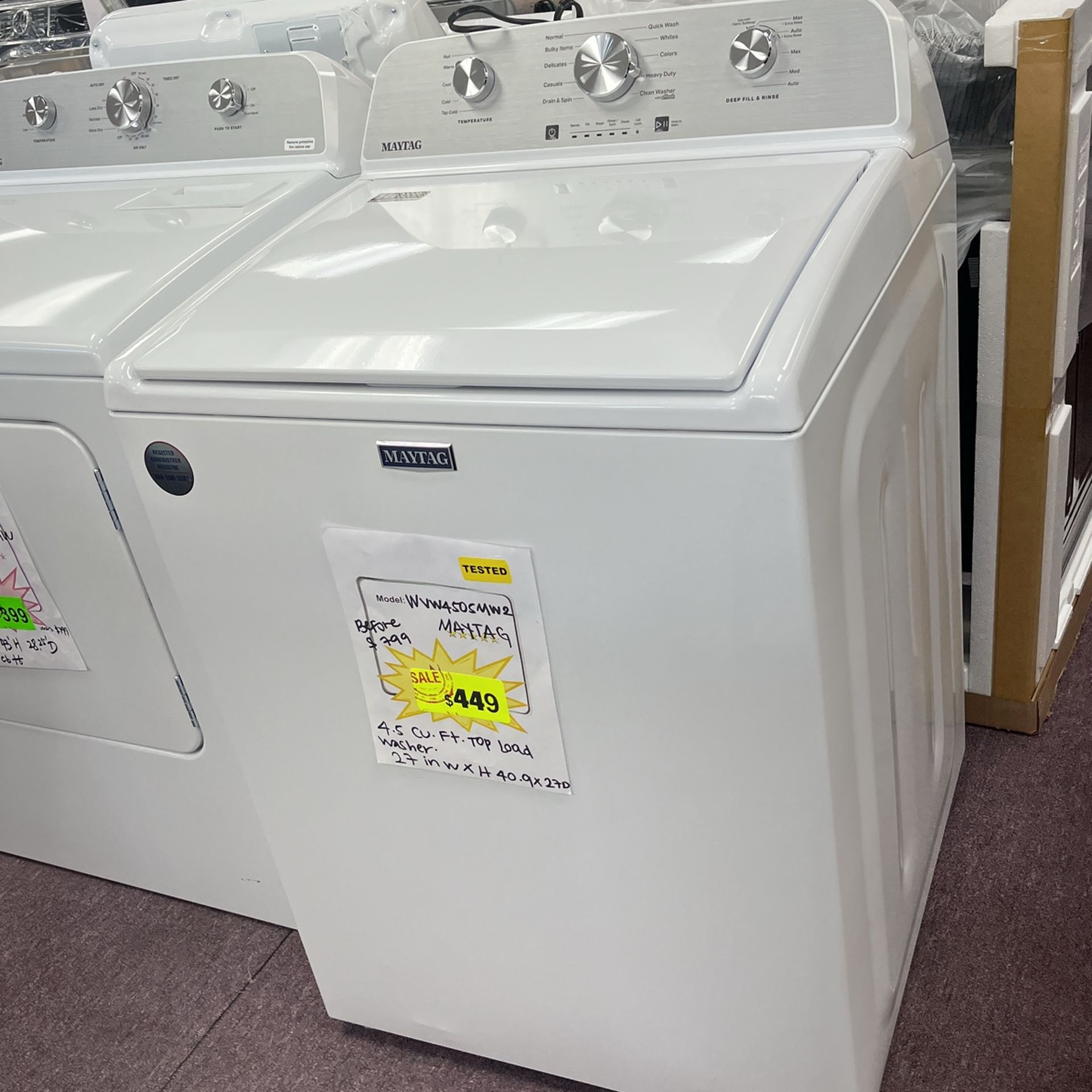 Washer Top Load New Open Box And 1 Year Warranty