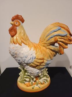 Hand Painted Ceramic Rooster From Puerto Rico