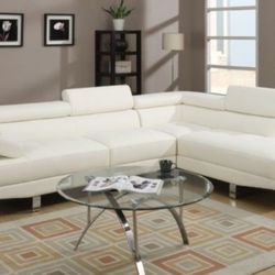 Brand New White Leather Modern Style Sectional Sofa 