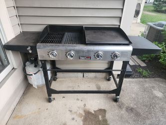 Royal Gourmet GD401 Portable Propane Gas Grill and Griddle Combo with Side Table | 4-Burner