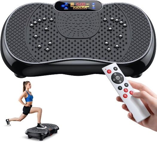 Vibration Plate Exercise Machine 2025 Upgraded Fitness Vibrating Lymphatic Drainage for Weight Loss 330Lbs, 999 Adjustable Speeds, Full-Body Shaker Wo