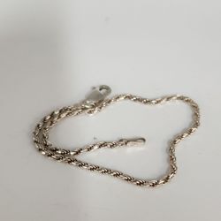 Patina 925 Sterling silver 7"  Rope bracelet Classic antique finish silver chain