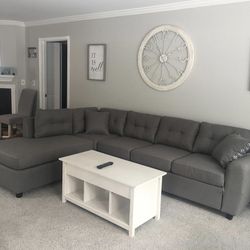 Reversible Sectional Sofa with Storage Ottoman