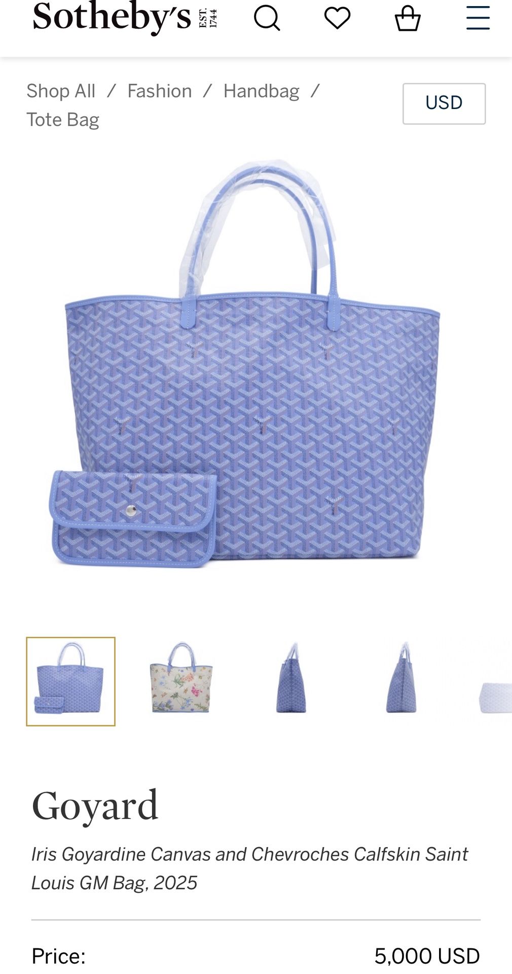 Large Blue Goyard Saint Louis GM Bag, tote Purse 41x26cm