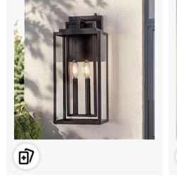 Dusk to Dawn Outdoor Wall Sconce Waterproof Wall Lantern 2-Light, 20"Large Outside Modern Wall Mount Light, Exterior Industrial Matte Black Porch Ligh