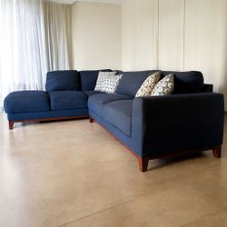 Dark Blue Living Spaces Amherst Sectional Sofa with Left Chaise