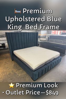 Premium Upholstered Blue King Bedframe