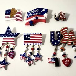 Vintage Red, White and Blue American Flag Themed Pins