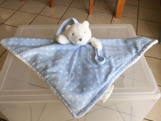 Blankets & Beyond Blue Bear Security Lovey Blanket - can hold a pacifier or toy