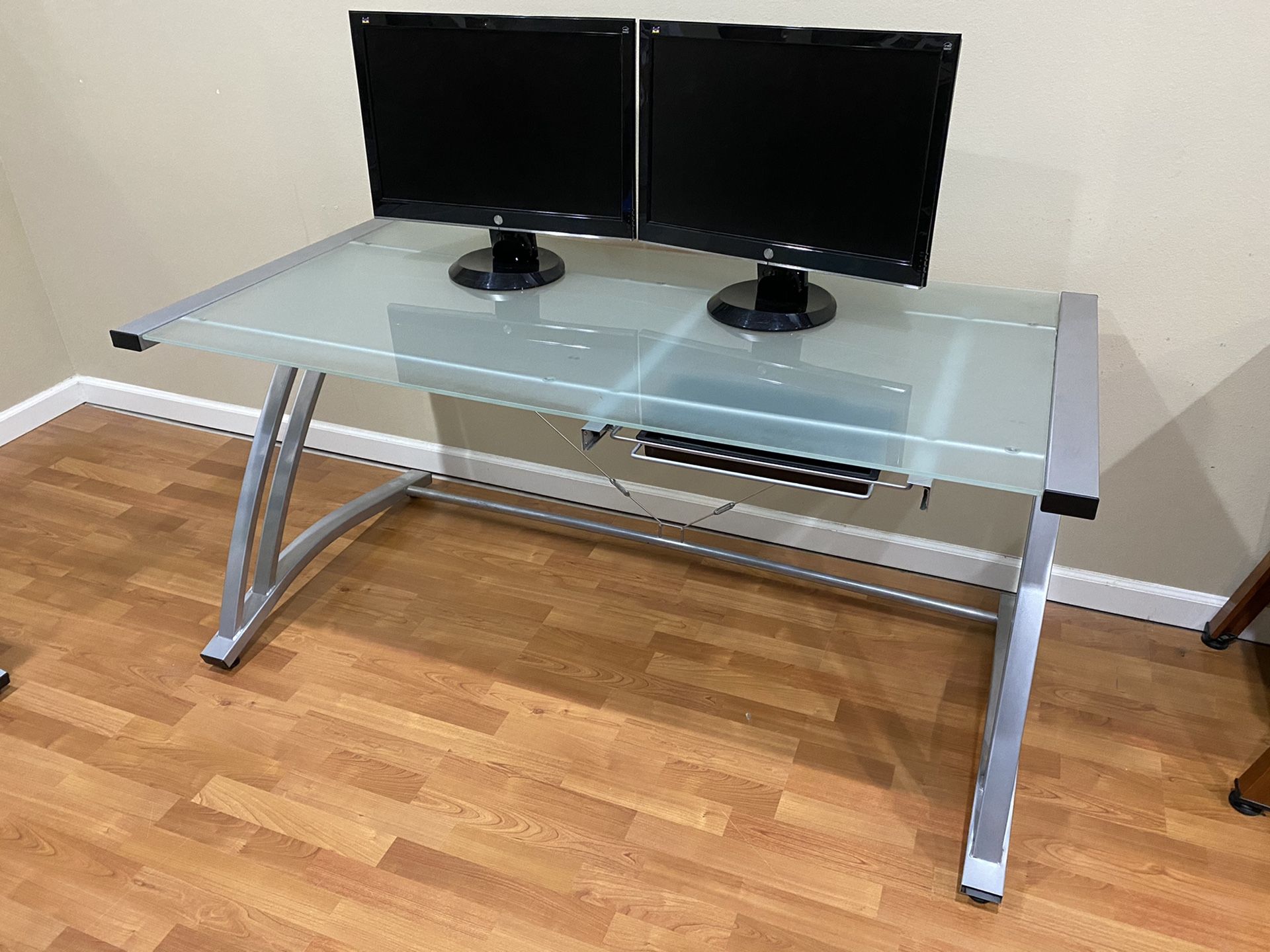 Glass Top Metal Frame Desk