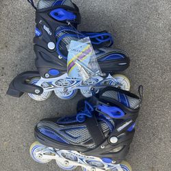 Scale Sports Aluminum Body High Quality Blue Silver Black In-line Skates - Size 13.5 - 3