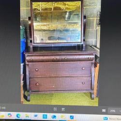 Oversized antique dresser with mirror