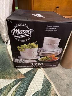Brand new mason 12 piece white dinnerware set