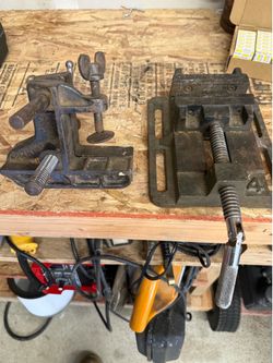 Two bench clams or vises.