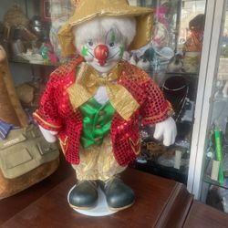 Large Vintage Porcelain Clown On Stand 