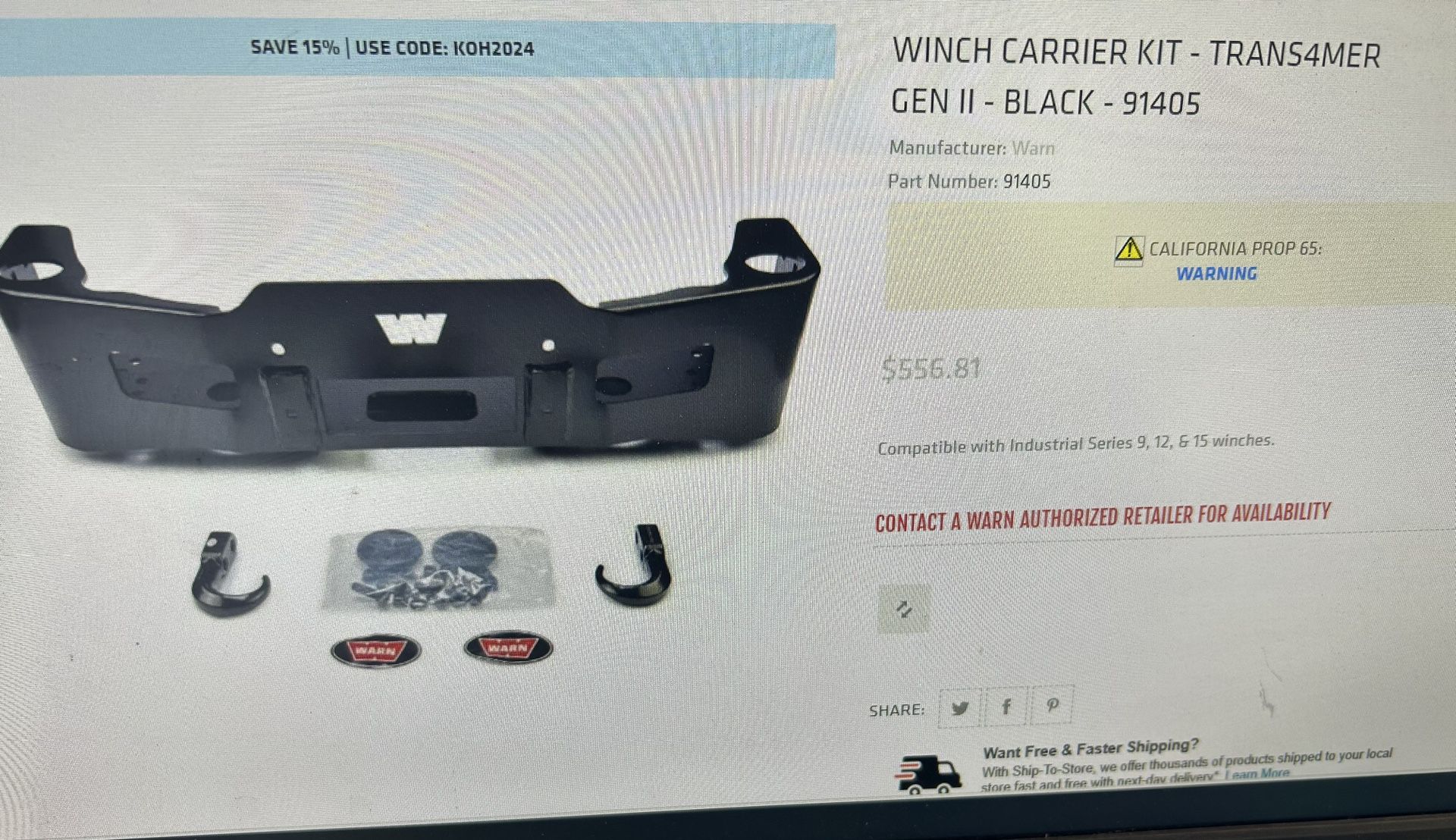 Warn Winch Carrier Kit