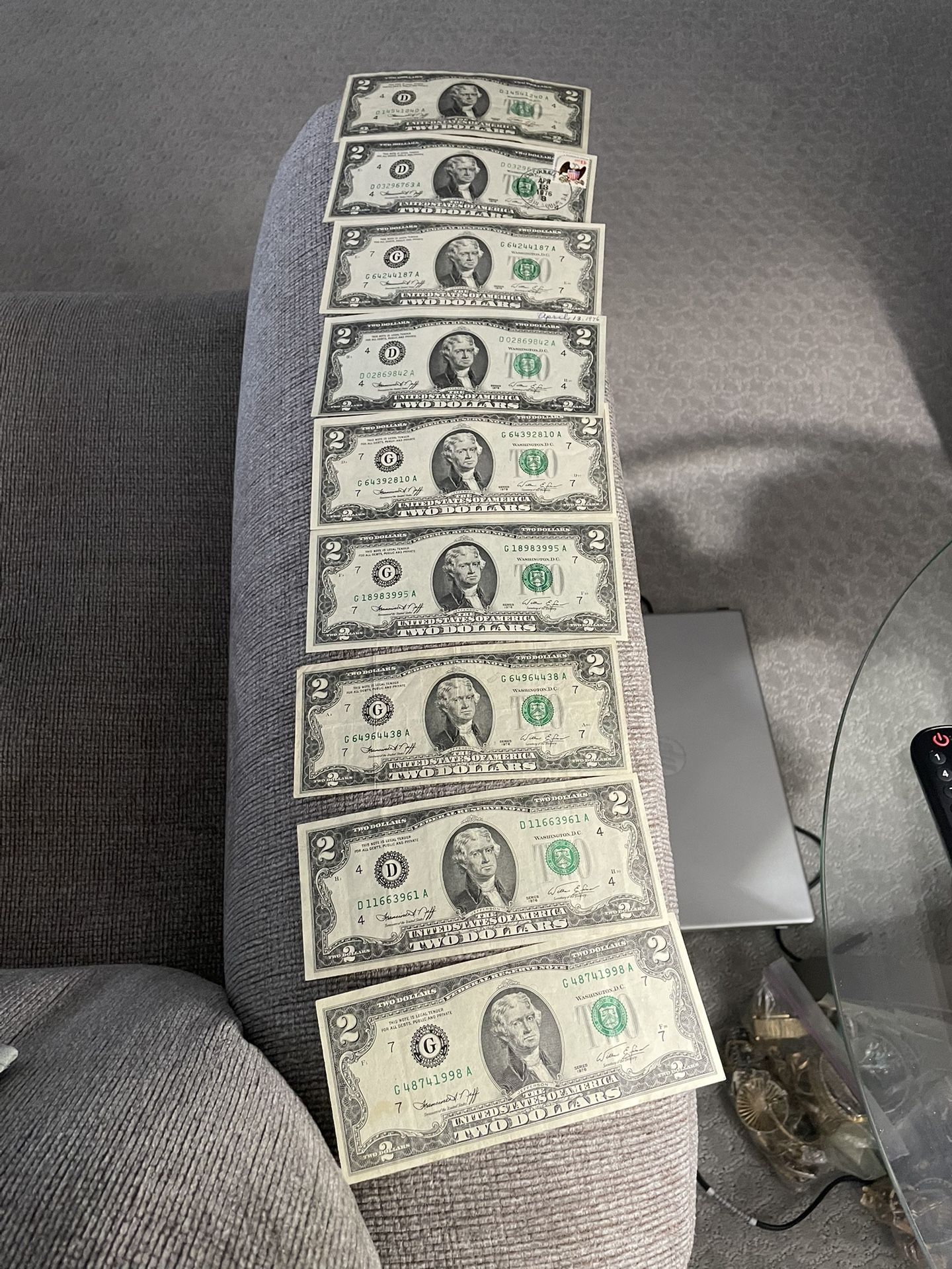 2 Dollar Bills- 1976