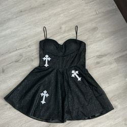 Black Glittery and cross rhinestone Windsor dress