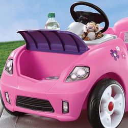 New Step2 Whisper Ride II Pink Kids Push Car and Ride On Toy for Toddlers with Easy-Fold Handle (Open Box)