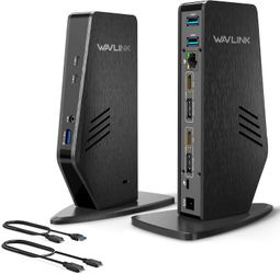WAVLINK Universal Laptop Docking Station - Dual Monitor Support for Windows and Mac, 5K/Dual 4K@60Hz (2 HDMI, 2 DP, 3 USB, 2 USB-C, Ethernet, Audio&Mi