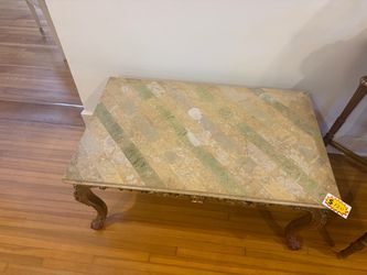 Ornate Coffee Table with Stone Top