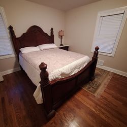 Bedroom Set- Queen Bed With Mattresses, 1 Nightstand, Wardrobe,and Mirror 