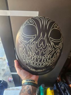Matte Black Skull Graphic Half Motorcycle Helmet