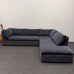 Sleek, Comfy Sectional Couch - Dark Navy Blue Bench Seat Cushions - Just washed *Clean af* Modern
