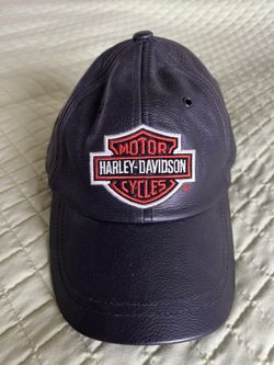 Harley Davidson, Genuine All Leather Adjustable Baseball Cap Brand New