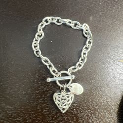 Elegant Sterling Silver Chain Bracelet With Charm