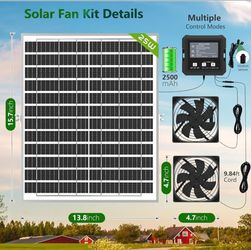 ‎Pet Deluxe 25W Solar Fan for Chicken Coop with Battery,