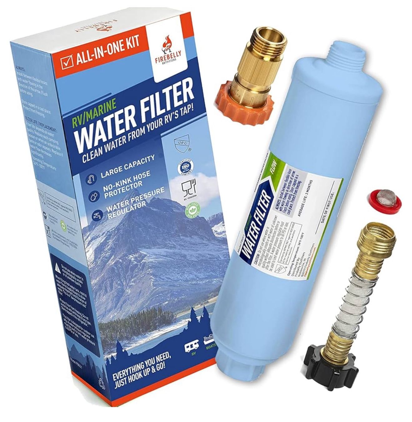 Firebelly Outfitter RV Water Filter, Pressure Regulator Kit