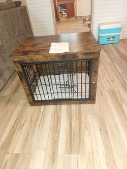 Rustic Wood Dog Crate End Table