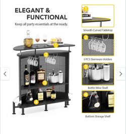 All new 18.89”Dx43.3”Wx41.3”H bar unit 3 tiers home liquor bar table